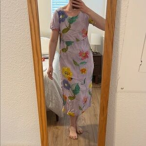 Vintage Jams World lavender floral midi dress in print Water Flower